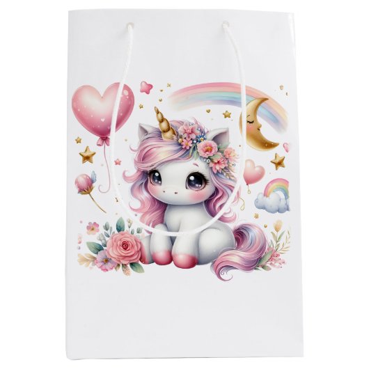 Roze Unicorn Medium Cadeauzakje (Voorkant)