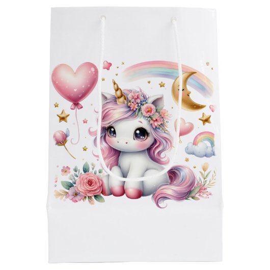 Roze Unicorn Medium Cadeauzakje (Achterkant)