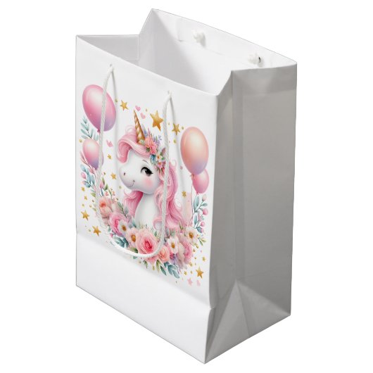 Roze Unicorn Medium Cadeauzakje (Voorkant Gekanteld)