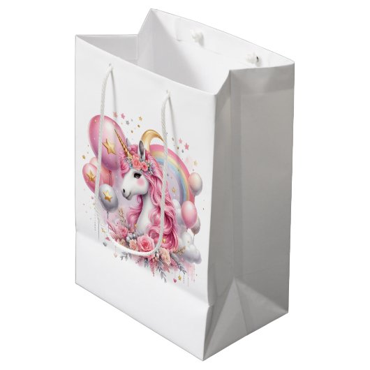 Roze Unicorn Medium Cadeauzakje (Voorkant Gekanteld)
