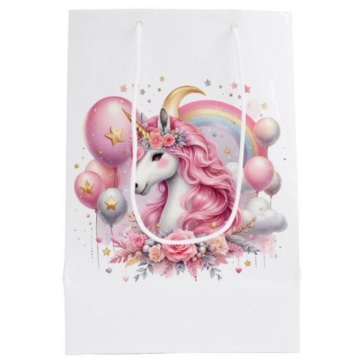Roze Unicorn Medium Cadeauzakje (Achterkant)