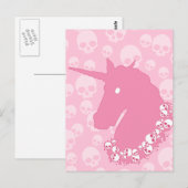 Roze Unicorn met Skulls Briefkaart (Voorkant / Achterkant)