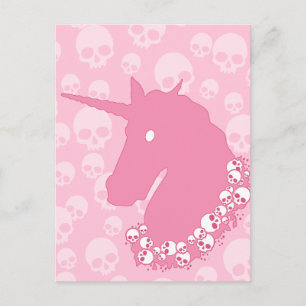 Roze Unicorn met Skulls Briefkaart