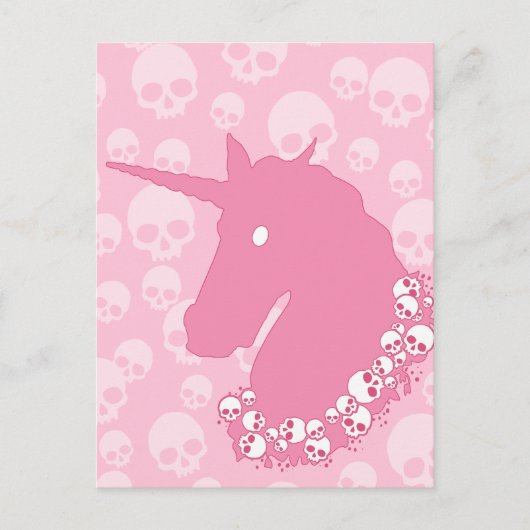 Roze Unicorn met Skulls Briefkaart (Voorkant)