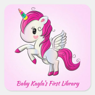 Roze Unicorn ooit! Personaliseer me Square Vierkante Sticker