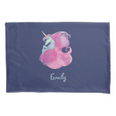 roze unicorn op blauw Hoesje Kussensloop (Voorkant)