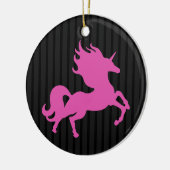 Roze Unicorn op zwarte achtergrond Keramisch Ornament (Links)