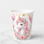 Roze Unicorn Papieren Bekers (Achterkant)