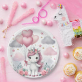 Roze Unicorn Papieren Bordje (Feest)