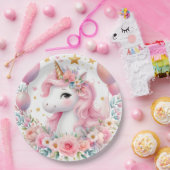 Roze Unicorn Papieren Bordje (Feest)