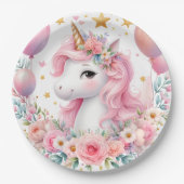 Roze Unicorn Papieren Bordje (Voorkant)