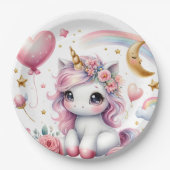 Roze Unicorn Papieren Bordje (Voorkant)