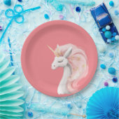  roze Unicorn Papieren Bordje (Feest)