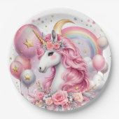 Roze Unicorn Papieren Bordje (Voorkant)