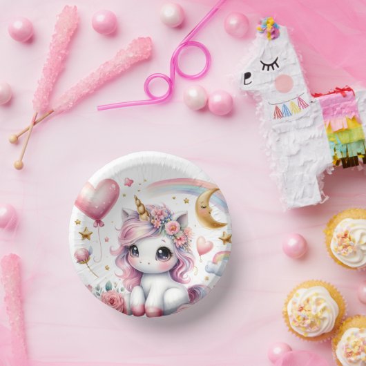Roze Unicorn Papieren Kommen (Feest)