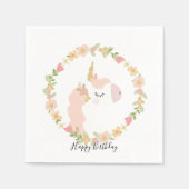 Roze Unicorn Party Paper Napkins Servetten (Voorkant)