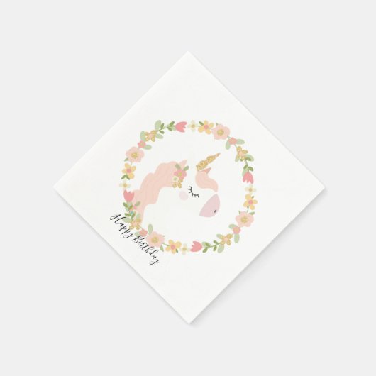 Roze Unicorn Party Paper Napkins Servetten (Hoek)