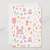 Roze Unicorn Party Pattern Girl Kind Birthday Kaart (Achterkant)