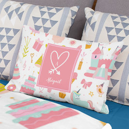 Roze Unicorn Party Pattern Monogrammed Girl Kinder Accent Kussen