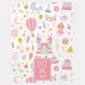 Roze Unicorn Party Pattern Monogrammed Girl Kinder Fleece Deken (Voorkant)