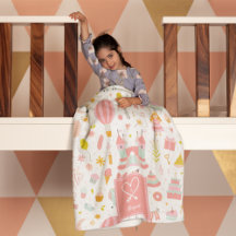 Roze Unicorn Party Pattern Monogrammed Girl Kinder