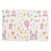 Roze Unicorn Party Pattern Monogrammed Girl Kinder Kussensloop (Achterkant)