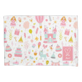 Roze Unicorn Party Pattern Monogrammed Girl Kinder Kussensloop (Voorkant)