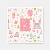 Roze Unicorn Party Pattern Monogrammed Girl Kinder Servet (Voorkant)