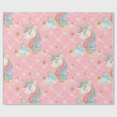Roze Unicorn Pattern Cadeaupapier (Vlak)