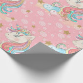 Roze Unicorn Pattern Cadeaupapier (Hoek)