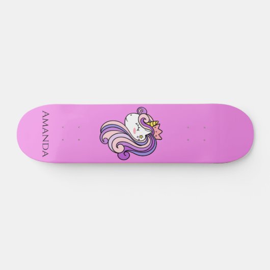 Roze unicorn persoonlijk skateboard (Horizontaal)