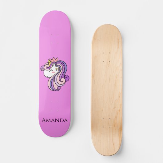 Roze unicorn persoonlijk skateboard (Voorkant)