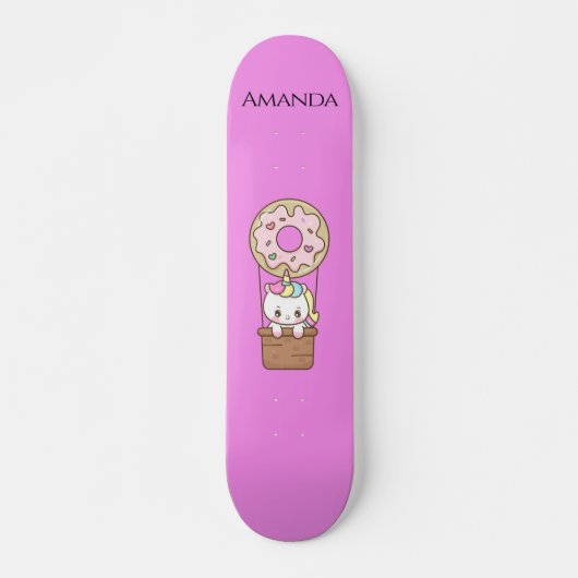 Roze unicorn persoonlijk skateboard (Voorkant)