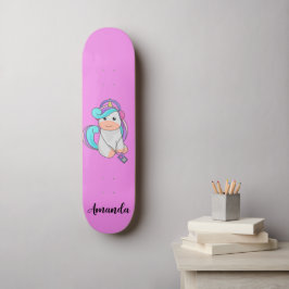 Roze unicorn persoonlijk skateboard