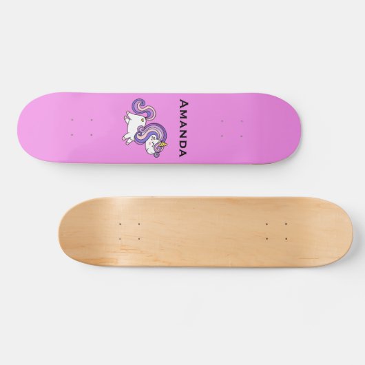 Roze unicorn persoonlijk skateboard (Horizontaal)