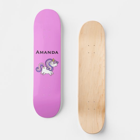Roze unicorn persoonlijk skateboard (Voorkant)