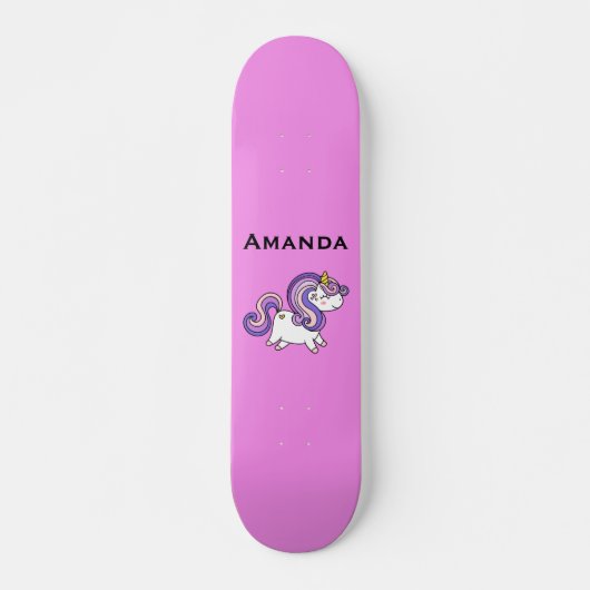 Roze unicorn persoonlijk skateboard (Voorkant)