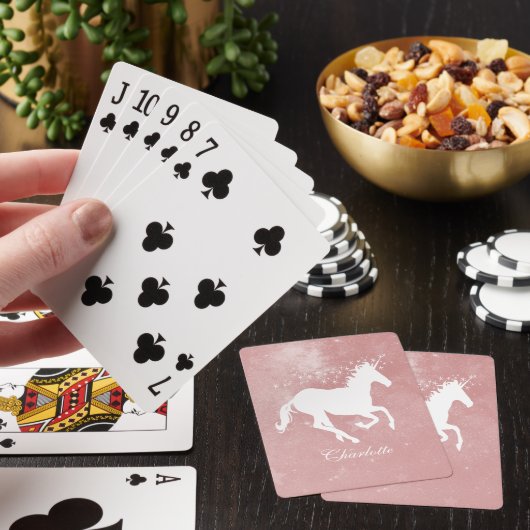Roze Unicorn persoonlijke afspeelkaarten Pokerkaarten (Insitu)