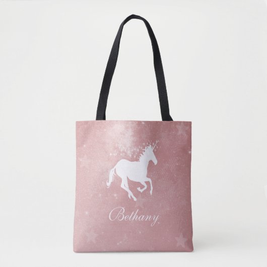 Roze Unicorn persoonlijke Canvas tas (Voorkant)