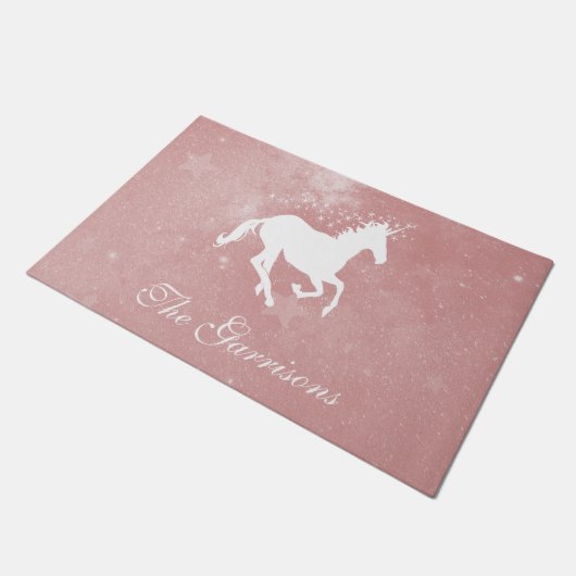 Roze Unicorn Persoonlijke Doormat Deurmat (Schuin)