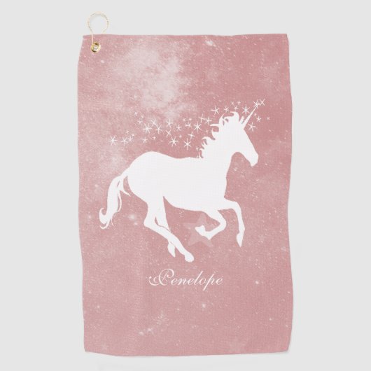 Roze Unicorn persoonlijke Golfhanddoek (Voorkant)
