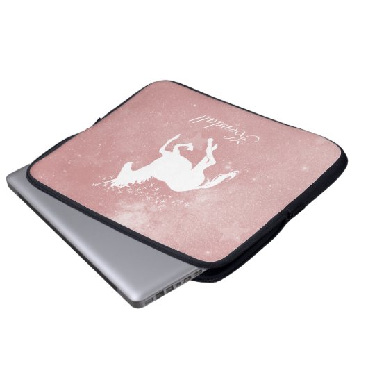 Roze Unicorn persoonlijke laptophoes Laptop Sleeve (Voorkant onderkant)
