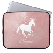 Roze Unicorn persoonlijke laptophoes Laptop Sleeve (Voorkant)