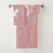 Roze Unicorn persoonlijke set handdoeken (Insitu)
