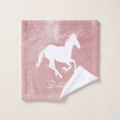 Roze Unicorn persoonlijke set handdoeken (Wasdoekje)