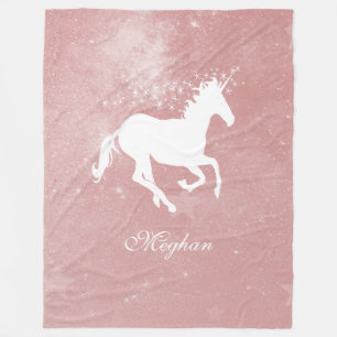 Roze Unicorn persoonlijke vlootzak Fleece Deken