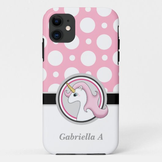 Roze Unicorn Polka Dot iPhone 5 Hoesje (Achterkant)