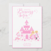 Roze Unicorn & Princess Party Invitation Kaart (Voorkant)