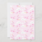 Roze Unicorn & Princess Party Invitation Kaart (Achterkant)