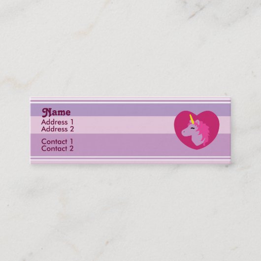 Roze Unicorn Profile Cards Mini Visitekaartje (Voorkant)
